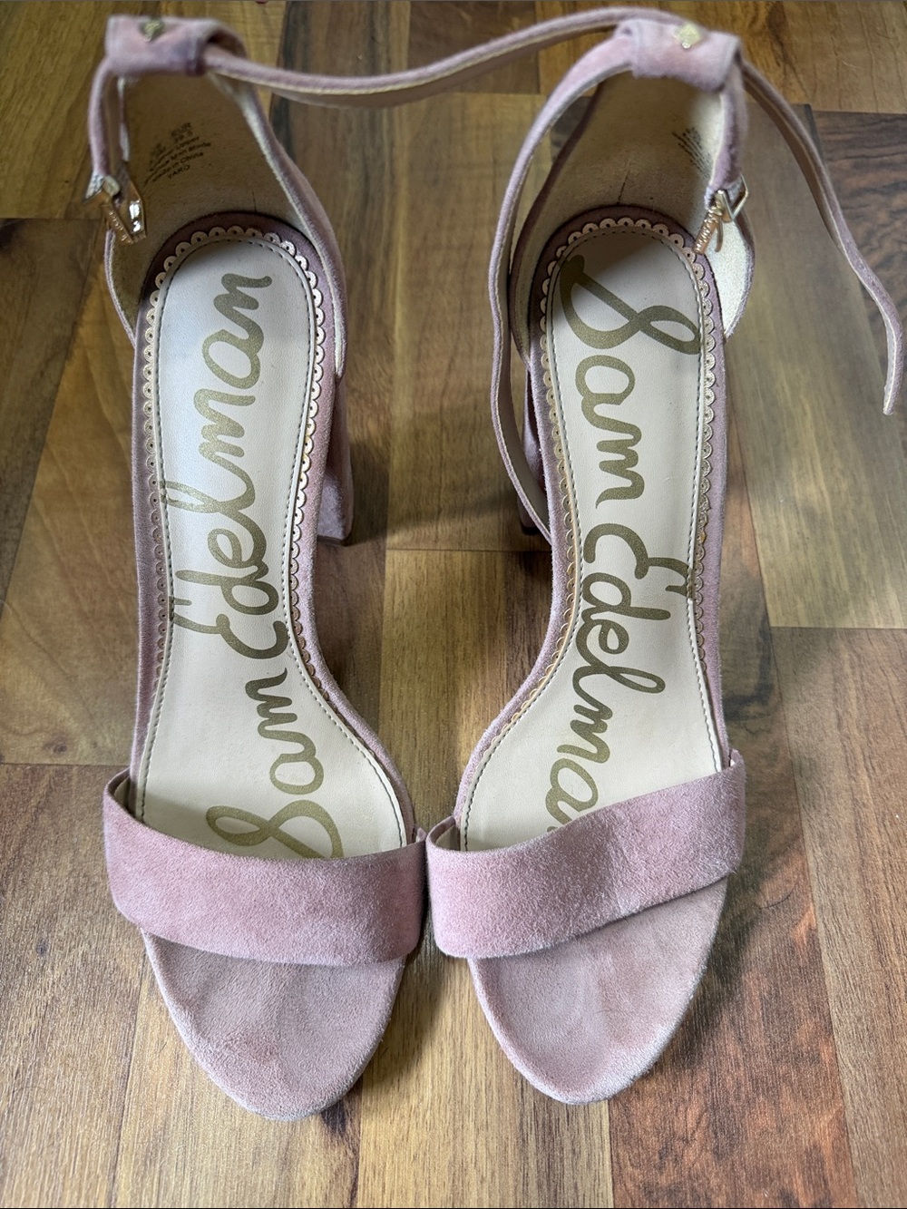 Sam Edelman Dusty Rose Suede Block Heel Sandals